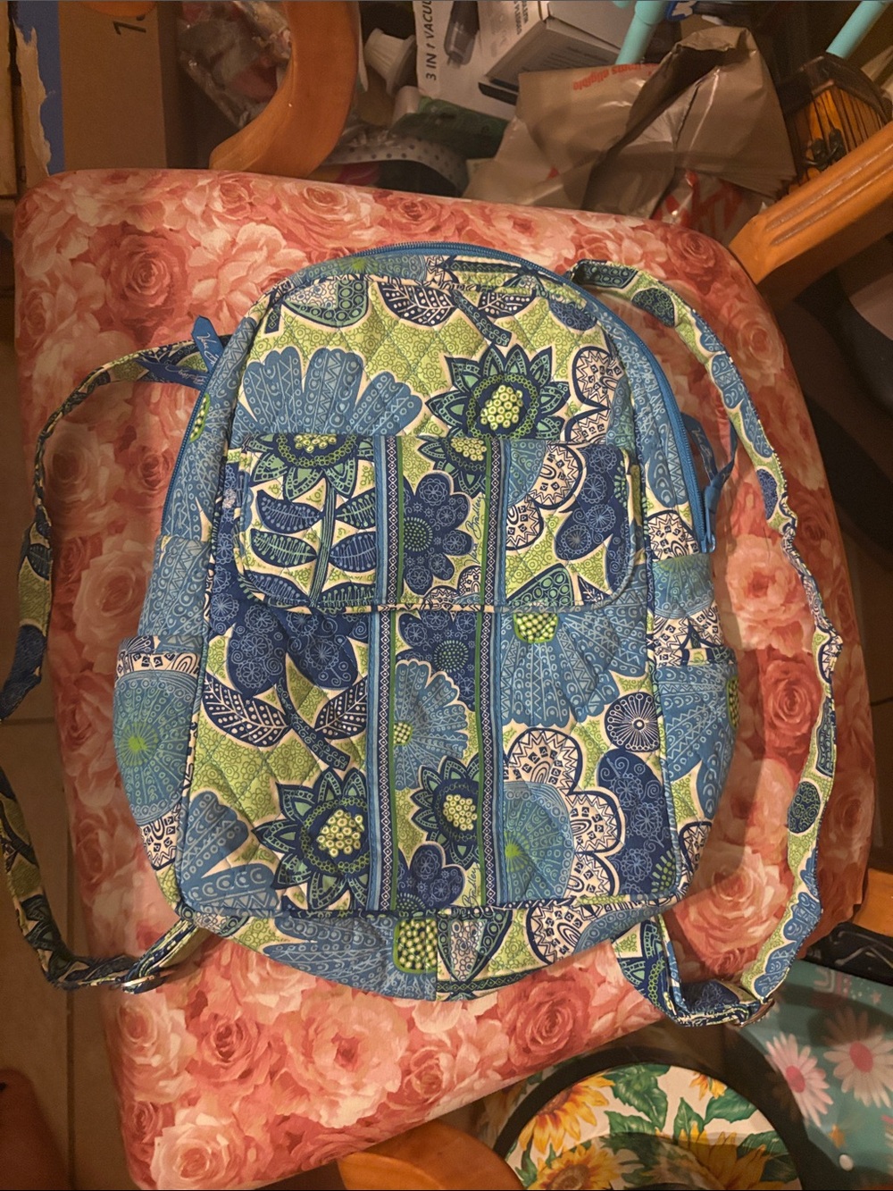 Vera Bradley Blue & Green Quilted Floral Backpack
